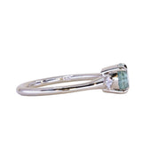1.20ct Untreated Round Aqua Montana Sapphire and Princess Cut Diamond Rapids Low Profile Ring in 14k White Gold