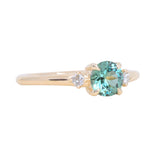 0.80ct Round Montana Sapphire and Princess Cut Diamond Rapids Low Profile Ring in 14k Yellow Gold