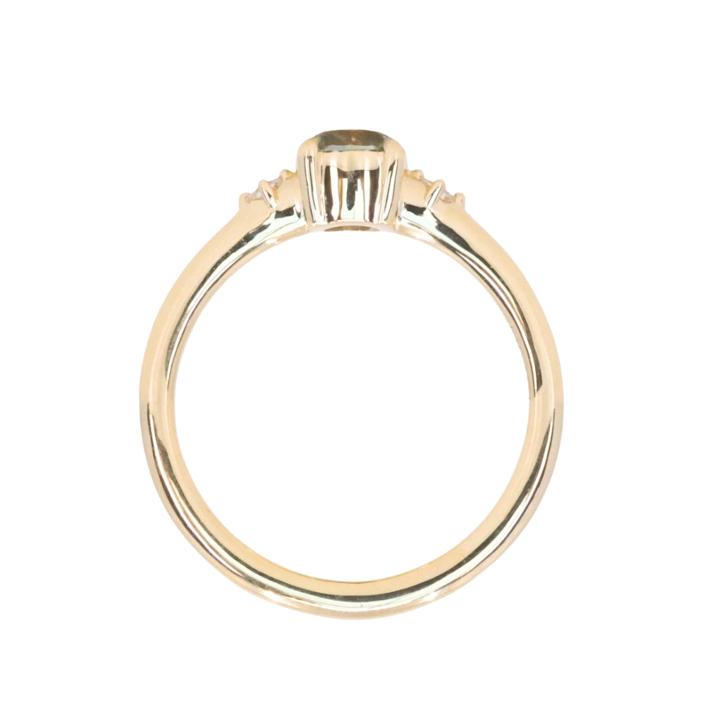 0.71ct Bicolor Round Montana Sapphire and Princess Cut Diamond Rapids Low Profile Ring in 18k Yellow Gold