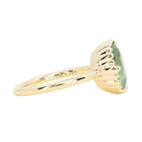 3.93ct Untreated Oval Seafoam Montana Sapphire Scallop Cup Solitaire in 14k Yellow Gold