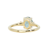 2.01ct Oval Precision Cut Denim Blue Untreated Montana Sapphire and Princess Cut Diamond Rapids Low Profile Ring in 18k Yellow Gold