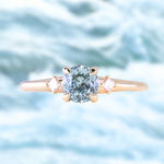 0.80ct Untreated Montana Sapphire and Princess Cut Diamond Rapids Low Profile Ring in 14k Yellow Gold