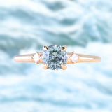 0.80ct Untreated Montana Sapphire and Princess Cut Diamond Rapids Low Profile Ring in 14k Yellow Gold