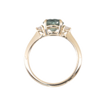 2.01ct Round Untreated Montana Sapphire and Diamond Dainty Three Stone Ring in 14k Yellow Gold