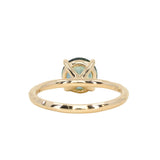 1.97ct Round Precision Cut Montana Sapphire 4 Prong Solitaire Evergreen Ring in 14k Yellow Gold