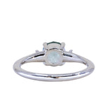 1.20ct Untreated Round Aqua Montana Sapphire and Princess Cut Diamond Rapids Low Profile Ring in 14k White Gold