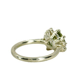 3.28ct Pear Untreated Montana Sapphire and Diamond Asymmetrical Cluster Ring in 14k Green Gold