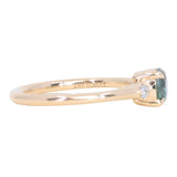 0.80ct Round Montana Sapphire and Princess Cut Diamond Rapids Low Profile Ring in 14k Yellow Gold