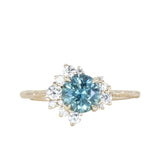 1.29ct Blue Montana Sapphire and Diamond Asymmetrical Cluster Ring in 14k Yellow Gold with Evergreen finish