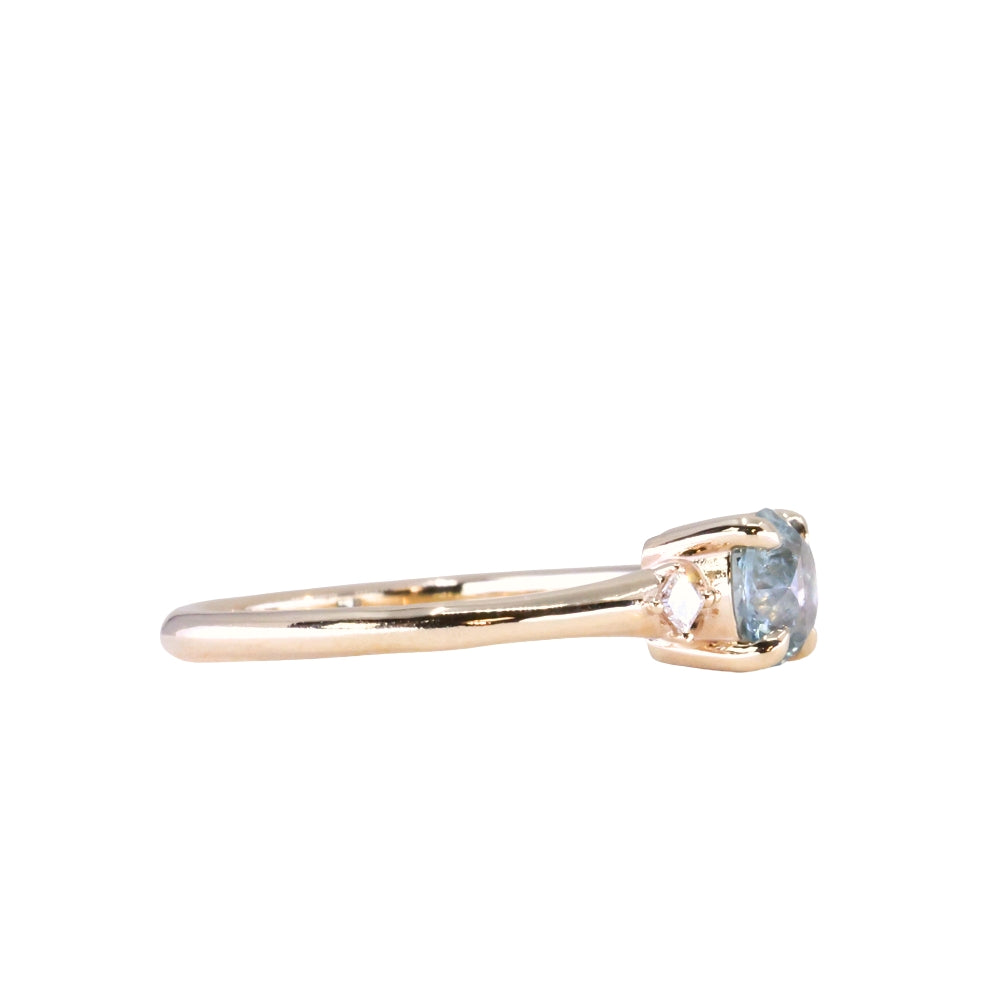 0.80ct Untreated Montana Sapphire and Princess Cut Diamond Rapids Low Profile Ring in 14k Yellow Gold