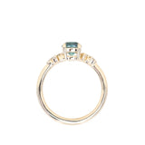 1.01ct Light Teal Montana Sapphire and Diamond Starry Night Low Profile Solitaire in 14k Yellow Gold