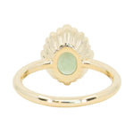 3.93ct Untreated Oval Seafoam Montana Sapphire Scallop Cup Solitaire in 14k Yellow Gold