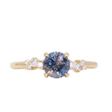 1.01ct Bicolor Midnight Purple Blue Montana Sapphire and Diamond Starry Night Low Profile Solitaire in 14k Yellow Gold