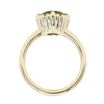 3.93ct Untreated Oval Seafoam Montana Sapphire Scallop Cup Solitaire in 14k Yellow Gold