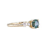 0.95ct Round Color-Shifting Montana Sapphire and Diamond Starry Night Low Profile Solitaire in 14k Yellow Gold