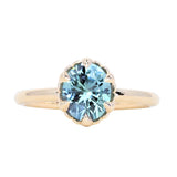 1.94ct Oval Precision Cut Untreated Blue Montana Sapphire Scallop Cup Solitaire in 14k Yellow Gold