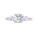 1.12ct Round Silvery Light Blue Montana Sapphire and Diamond Starry Night Low Profile Solitaire in 14k White Gold