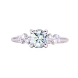 1.12ct Round Silvery Light Blue Montana Sapphire and Diamond Starry Night Low Profile Solitaire in 14k White Gold