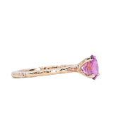 1.35ct Oval Hot Pink Montana Sapphire Evergreen Carved 4 Prong Solitaire in 14k Yellow Gold