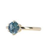 1.35ct Round Blue Montana Sapphire Low Profile 6 Prong Solitaire in 14k Yellow Gold