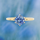1.37ct Round Precision Cut Ceylon Blue Montana Sapphire Lotus Solitaire in 18k Yellow Gold