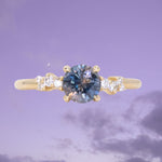 1.01ct Bicolor Midnight Purple Blue Montana Sapphire and Diamond Starry Night Low Profile Solitaire in 14k Yellow Gold