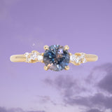 1.01ct Bicolor Midnight Purple Blue Montana Sapphire and Diamond Starry Night Low Profile Solitaire in 14k Yellow Gold