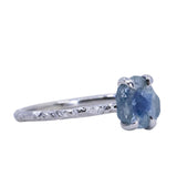 Rough Montana Sapphire Dainty Evergreen Prong Set Rings in 14k White, Yellow and Rose Gold