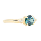 1.07ct Round Deep Teal Blue Montana Sapphire and Princess Cut Diamond Rapids Low Profile Ring in 14k Yellow Gold