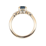 1.20ct Round Blue Montana Sapphire and Diamond Starry Night Low Profile Solitaire in 14k Yellow Gold