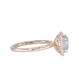 2.18ct"Old Mine Cushion" cut Silky Light Green Montana Sapphire Antique-Style Diamond Halo Ring in 14k Yellow Gold