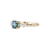 0.95ct Round Color-Shifting Montana Sapphire and Diamond Starry Night Low Profile Solitaire in 14k Yellow Gold