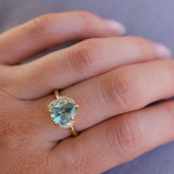 3.34ct  Untreated Pear Montana Sapphire and Diamond Asymmetrical Cluster Ring in 18k Yellow Gold