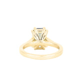 3.62ct Untreated Emerald Cut Montana Sapphire and Diamond Vintage Cathedral Double Prong Ring in 18k Yellow Gold