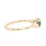 1.07ct Round Deep Teal Blue Montana Sapphire and Princess Cut Diamond Rapids Low Profile Ring in 14k Yellow Gold