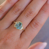 3.34ct  Untreated Pear Montana Sapphire and Diamond Asymmetrical Cluster Ring in 18k Yellow Gold