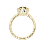 2.57ct Precision Cushion Cut Green Montana Sapphire Scallop Cup Solitaire in 18k Yellow Gold
