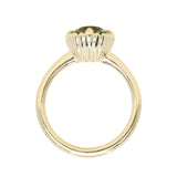 2.57ct Precision Cushion Cut Green Montana Sapphire Scallop Cup Solitaire in 18k Yellow Gold