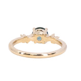 0.98ct Round Teal Blue Untreated Montana Sapphire and Diamond Starry Night Low Profile Solitaire in 14k Yellow Gold