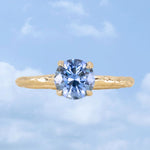 1.40ct Round Blue Precision Cut Montana Sapphire Evergreen Carved 4 Prong Solitaire in 18k Yellow Gold