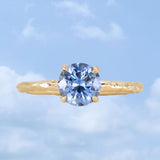 1.40ct Round Blue Precision Cut Montana Sapphire Evergreen Carved 4 Prong Solitaire in 18k Yellow Gold