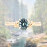 1.21ct Oval Blue Precision Cut Montana Sapphire Low Profile 4 Prong Leaf Bud Solitaire in 14k Yellow Gold