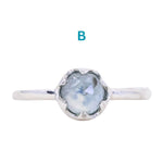 Rosecut Round Montana Sapphire Low Profile Six Prong Solitaire Rings in Sterling Silver