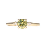 0.85ct Round Light Green Montana Sapphire and Princess Cut Diamond Rapids Low Profile Ring in 14k Yellow Gold