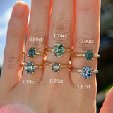 0.85ct Oval Precision Cut Ocean Blue Montana Sapphire Evergreen Carved 4 Prong Solitaire in 14k Yellow Gold