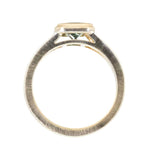 1.20ct Radiant Cut Seafoam Montana Sapphire Split Shank Bezel Ring with Milgrain in 14k Yellow Gold