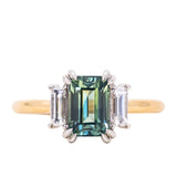 Three Stone Ring with Baguette Diamonds - Setting