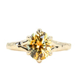 2.35ct Parti Montana Sapphire Orange White Champagne Low Profile Six Prong Split Shank Solitaire in 14k Yellow Gold