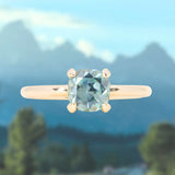1.69ct Untreated Cushion Cut Blue Montana Sapphire Low Profile 4 Prong Solitaire in 14k Yellow Gold