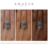 1.91ct Round Precision Cut Blue Montana Sapphire and Princess Cut Diamond Rapids Low Profile Ring in 14k White Gold